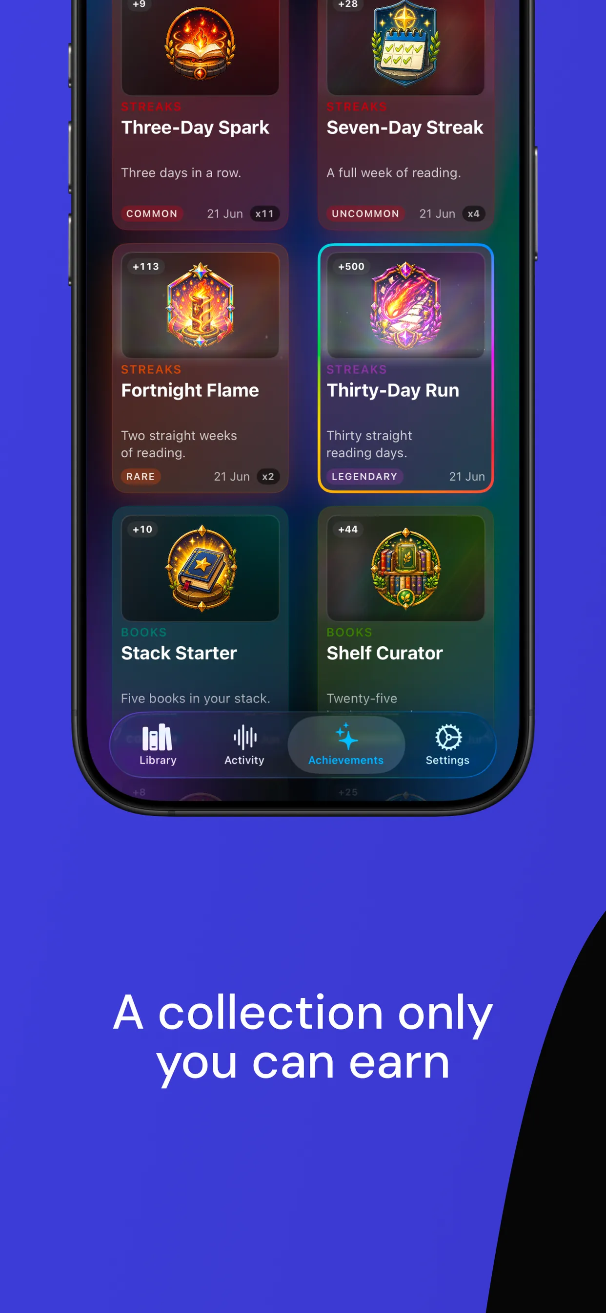 Dewey achievement collection screen