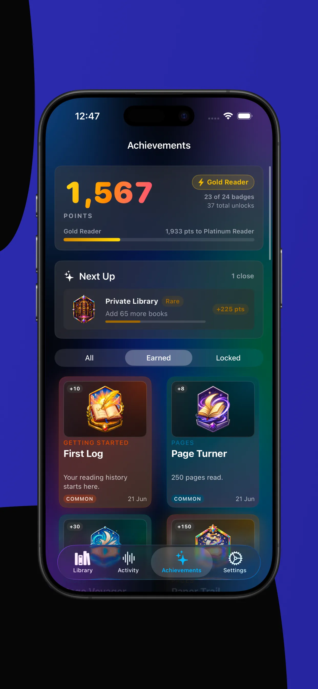 Dewey achievements screen